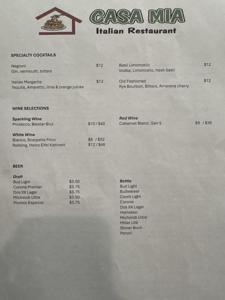 Casa Mia Italian restaurant Menu image 2